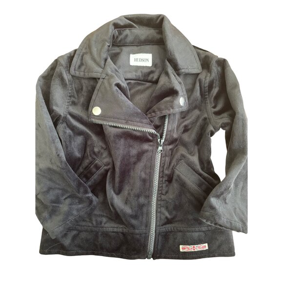 Hudson Kids Faux Suede Black Moto Jacket With Zipper & Snap Buttons 18M - Picture 2 of 9